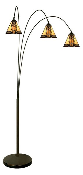 Béžovo-hnedá stojacia lampa Tiffany Silvia - 91*50*200 cm E27/max 3*60W - Clayre & Eef