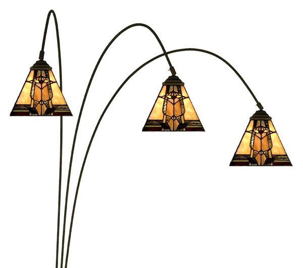Béžovo-hnedá stojacia lampa Tiffany Silvia - 91*50*200 cm E27/max 3*60W - Clayre & Eef