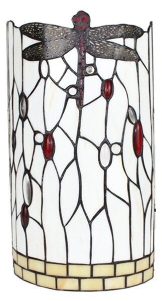 Biela nástenná lampa Tiffany s vážkou DragonFly - 20*10*36 cm E14/max 2*25W - Clayre & Eef