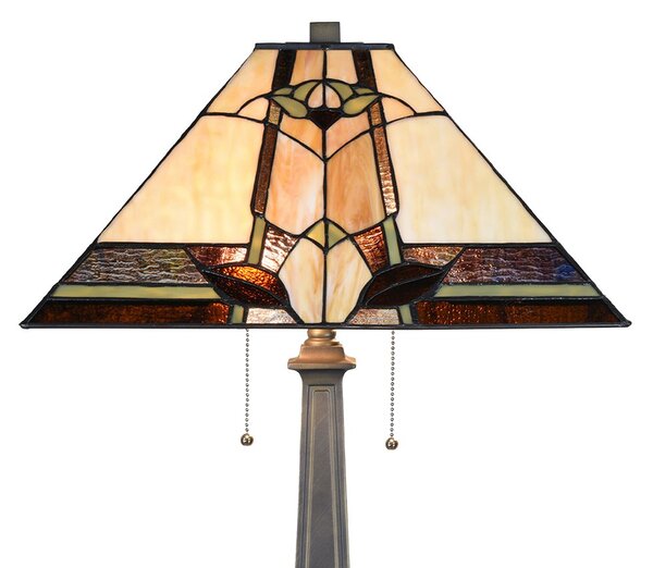 Béžovo-hnedá stolná lampa Tiffany Silvia - 45*45*80 cm E27/max 2*60W - Clayre & Eef
