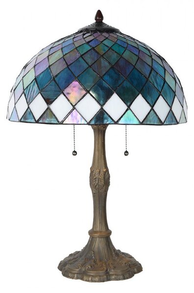 Modrá stolná lampa Tiffany Blue Ocean - Ø 40*61cm E27/max 2x60W - Clayre & Eef