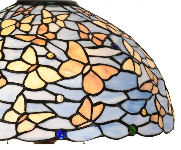 Modrá stolná lampa Tiffany Butterflies - Ø 40*60 cm E27/max 2x60W - Clayre & Eef