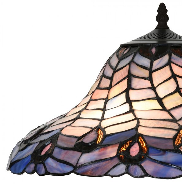 Modrá stolná lampa Tiffany Bleu Gérald - Ø 40*60 cm E27/max 2x60W - Clayre & Eef