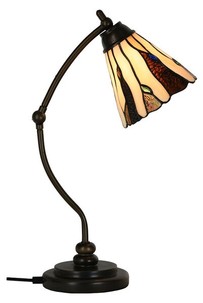 Béžovo-hnedá stolná lampa Tiffany Titto - Ø 27*51 cm E14/max 1*40W - Clayre & Eef