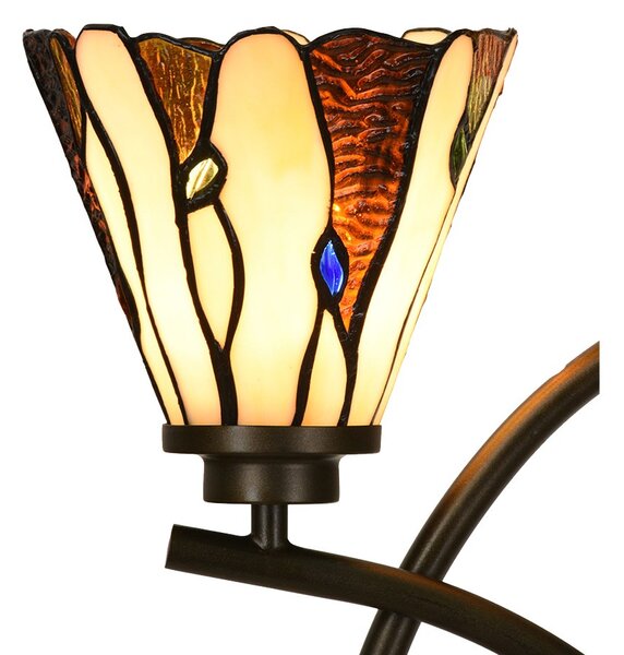 Béžovo-hnedá stolná lampa Tiffany Titto s 2kvetmi - 46*28*63 cm E14/max 2*40W - Clayre & Eef