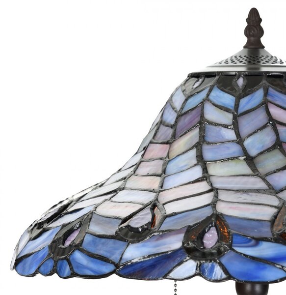 Modrá stolná lampa Tiffany Bleu Gérald - Ø 40*60 cm E27/max 2x60W - Clayre & Eef