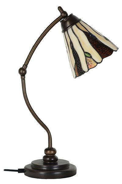 Béžovo-hnedá stolná lampa Tiffany Titto - Ø 27*51 cm E14/max 1*40W - Clayre & Eef