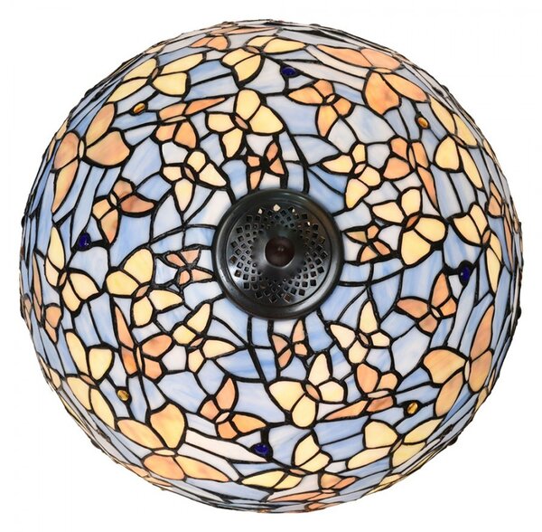 Modrá stolná lampa Tiffany Butterflies - Ø 40*60 cm E27/max 2x60W - Clayre & Eef