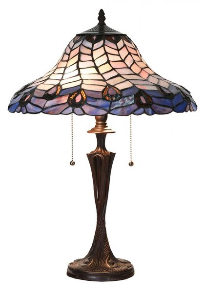 Modrá stolná lampa Tiffany Bleu Gérald - Ø 40*60 cm E27/max 2x60W - Clayre & Eef