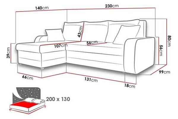 Sedačka KORNELIE - čierna / biela