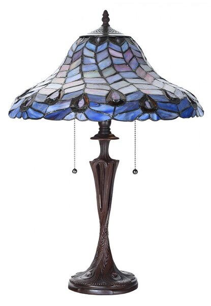 Modrá stolná lampa Tiffany Bleu Gérald - Ø 40*60 cm E27/max 2x60W - Clayre & Eef
