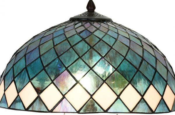 Modrá stolná lampa Tiffany Blue Ocean - Ø 40*61cm E27/max 2x60W - Clayre & Eef