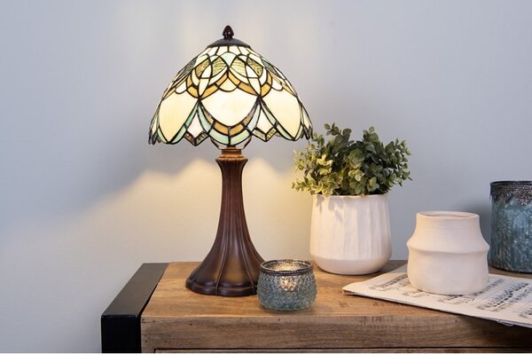 Farebna stolna lampa Tiffany Delafosse - Ø 25*42 cm - Clayre & Eef