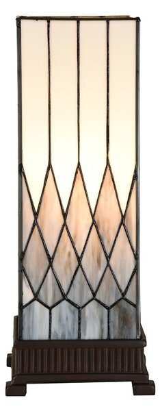 Bielo-šedá stolná lampa Tiffany Paulette - 17*17*43 cm E27/ 1*40W - Clayre & Eef