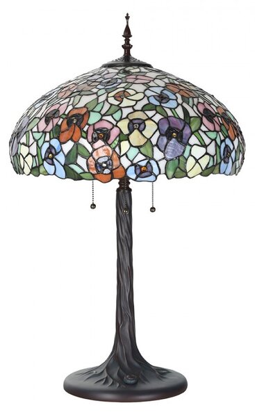 Farebná stolná lampa Tiffany Flower Color Garden - Ø 46*72cm E27/max 3x60W - Clayre & Eef