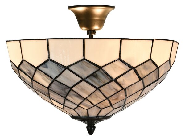 Bielo-šedá stropná lampa Tiffany Paulette - Ø 41*24 ​​cm E14/ 2*40W - Clayre & Eef