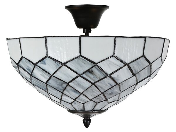 Bielo-šedá stropná lampa Tiffany Paulette - Ø 41*24 ​​cm E14/ 2*40W - Clayre & Eef