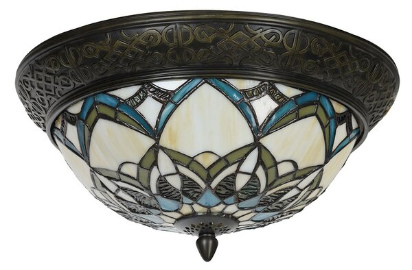 Béžovo-hnedá stropná lampa Tiffany Delafosse - Ø 37*19 cm E14/ 2*40W - Clayre & Eef