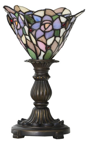 Ružovo-fialová stolná lampa Tiffany v tvare kvetu - Ø 20*30 cm E14/max 1*25W - Clayre & Eef
