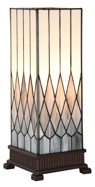 Bielo-šedá stolná lampa Tiffany Paulette - 17*17*43 cm E27/ 1*40W - Clayre & Eef
