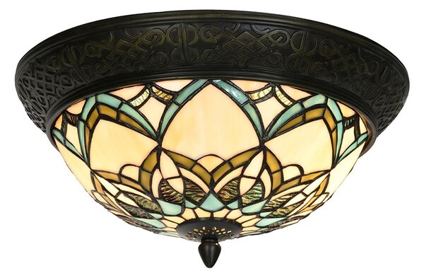 Béžovo-hnedá stropná lampa Tiffany Delafosse - Ø 37*19 cm E14/ 2*40W - Clayre & Eef