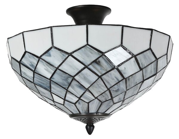 Bielo-šedá stropná lampa Tiffany Paulette - Ø 41*24 ​​cm E14/ 2*40W - Clayre & Eef