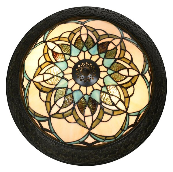 Béžovo-hnedá stropná lampa Tiffany Delafosse - Ø 37*19 cm E14/ 2*40W - Clayre & Eef