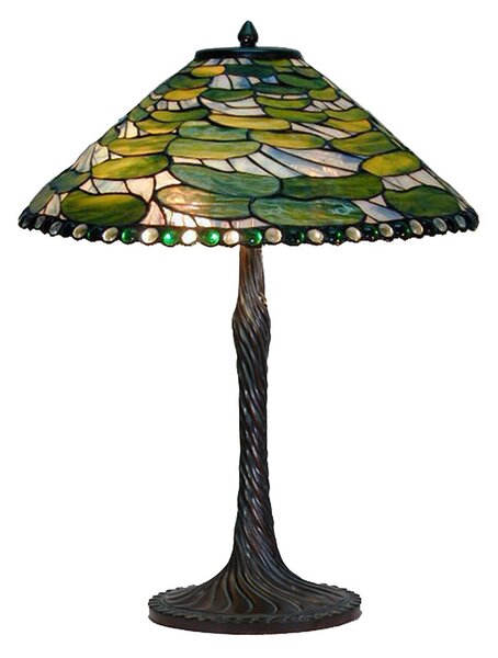 Zelená stolná lampa Tiffany Carina - Ø 51x75 cm E27/max 2x60W - Clayre & Eef