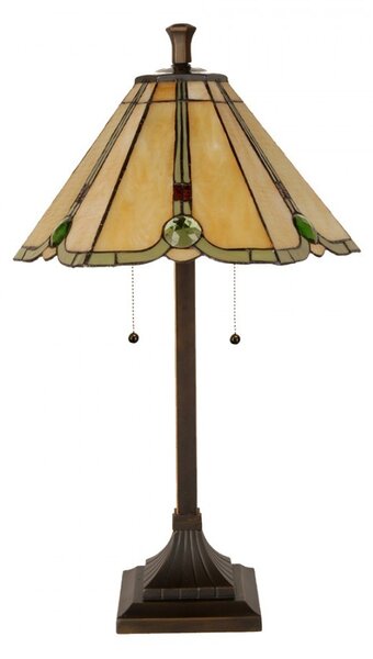 Béžovo-hnedá stolná lampa tiffany Jeannine - Ø 40*67 cm / E27/ 2*60W - Clayre & Eef