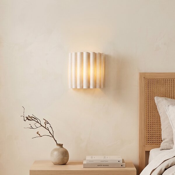 Nástenná lampa Japandi béžová s ľanom 26 cm - Scallop
