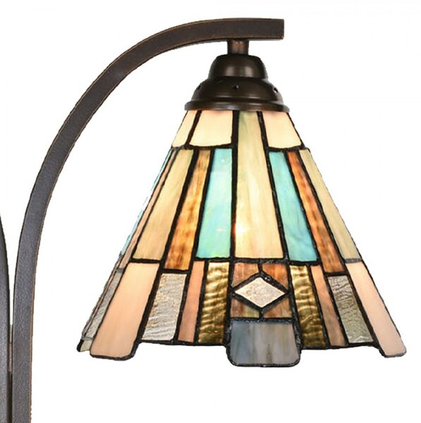 Béžovo-hnedá stolná lampa tiffany Annie - 48*19*57 cm E27/ma* 2*60W - Clayre & Eef