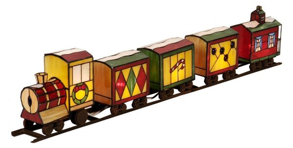 Stolná farebná Tiffany lampa Train - 100*9*20 cm E14/max 5*7W - Clayre & Eef
