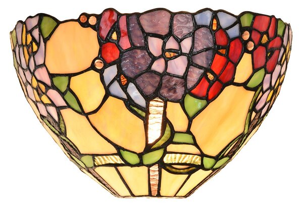 Nástenné svietidlo Tiffany s kvetmi Violle - 30*15*18 cm E14/max 1*40W - Clayre & Eef
