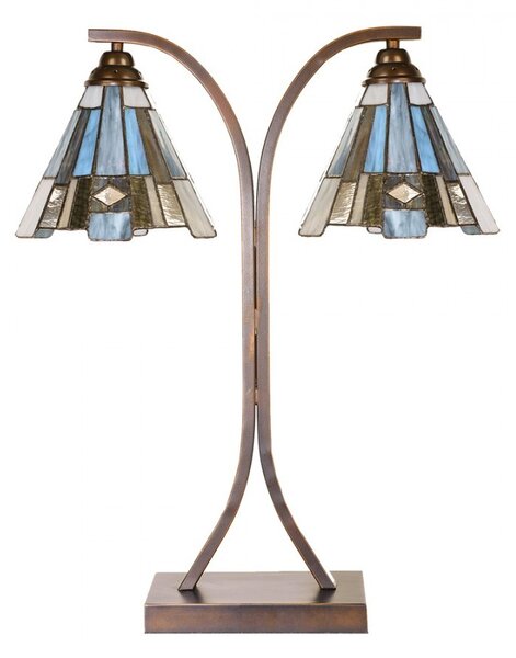 Béžovo-hnedá stolná lampa tiffany Annie - 48*19*57 cm E27/ma* 2*60W - Clayre & Eef