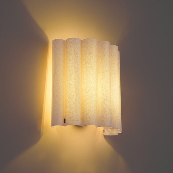 Nástenná lampa Japandi béžová s ľanom 26 cm - Scallop