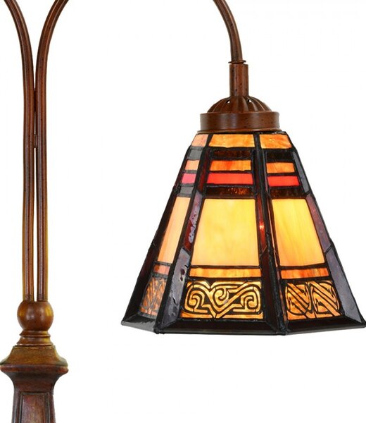 Béžovo-hnedá stolná lampa tiffany Bernadette - 48*19*64 cm E27/ma* 2*60W - Clayre & Eef