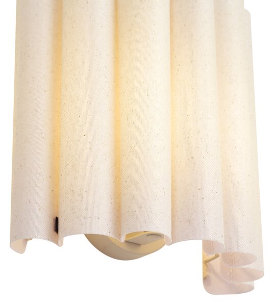 Nástenná lampa Japandi béžová s ľanom 26 cm - Scallop