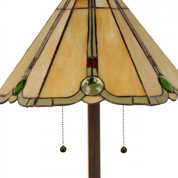 Béžovo-hnedá stolná lampa tiffany Jeannine - Ø 40*67 cm / E27/ 2*60W - Clayre & Eef
