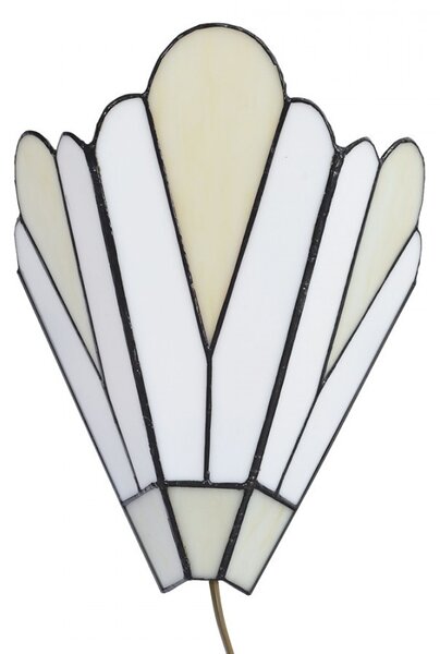 Wall Light Tiffany 20x10x29 Cm White Beige Glass Metal - 20*10*29 cm E14/ma* 1*40W - Clayre & Eef