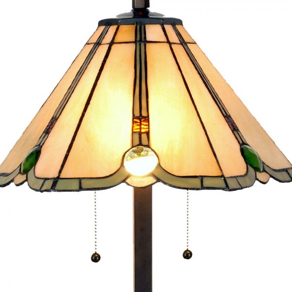 Béžovo-hnedá stolná lampa tiffany Jeannine - Ø 40*67 cm / E27/ 2*60W - Clayre & Eef