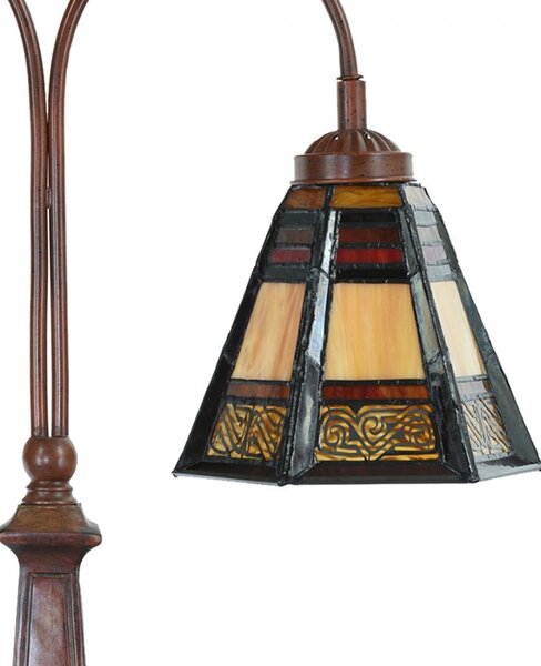 Béžovo-hnedá stolná lampa tiffany Bernadette - 48*19*64 cm E27/ma* 2*60W - Clayre & Eef