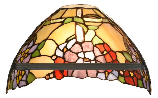 Nástenné svietidlo Tiffany s kvetmi Violle - 30*15*18 cm E14/max 1*40W - Clayre & Eef