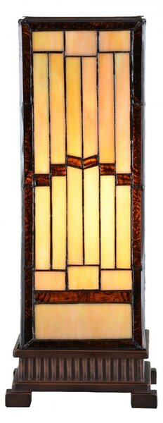Béžovo-hnedá stolná tiffany lampa Laetitia - 17*17*44 cm E27/ma* 1*40W - Clayre & Eef