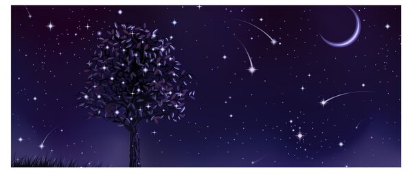 Obraz - Noc zachytená ilustrácou (120x50 cm)