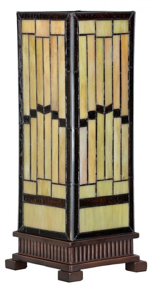 Béžovo-hnedá stolná tiffany lampa Laetitia - 17*17*44 cm E27/ma* 1*40W - Clayre & Eef