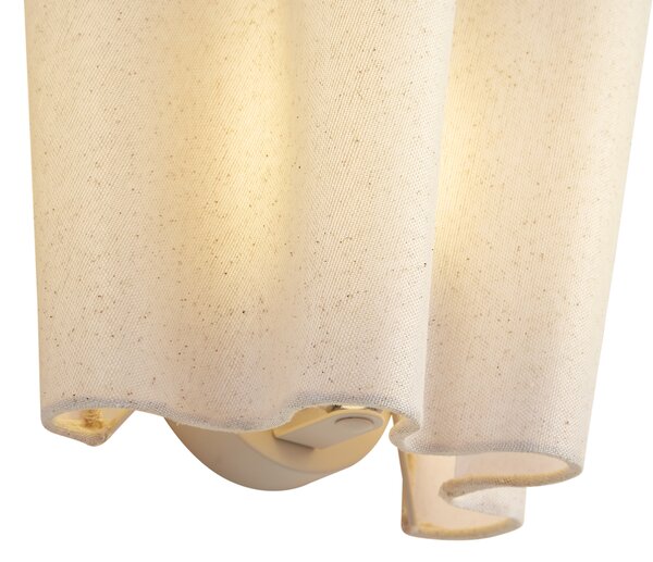 Nástenná lampa Japandi béžová s ľanom 20 cm - Oyster