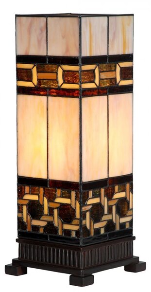 Béžovo-hnedá stolná tiffany lampa Laetitia II - 17*17*44 cm E27/ma* 1*40W - Clayre & Eef