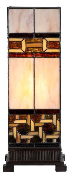 Béžovo-hnedá stolná tiffany lampa Laetitia II - 17*17*44 cm E27/ma* 1*40W - Clayre & Eef