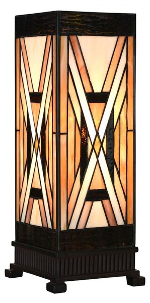 Table Lamp Tiffany 17x17x44 Cm Brown Glass Plastic - 17*17*44 cm E27/ma* 1*40W - Clayre & Eef