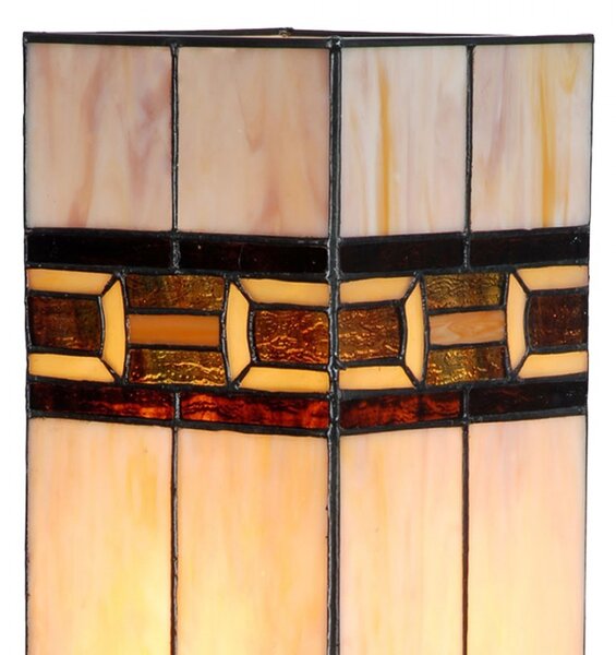Béžovo-hnedá stolná tiffany lampa Laetitia II - 17*17*44 cm E27/ma* 1*40W - Clayre & Eef